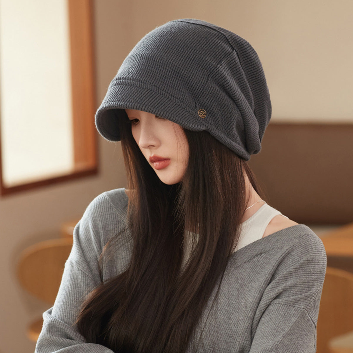 Hat for Women Thin Style Japanese Style Cold Hats Plain Head Hats