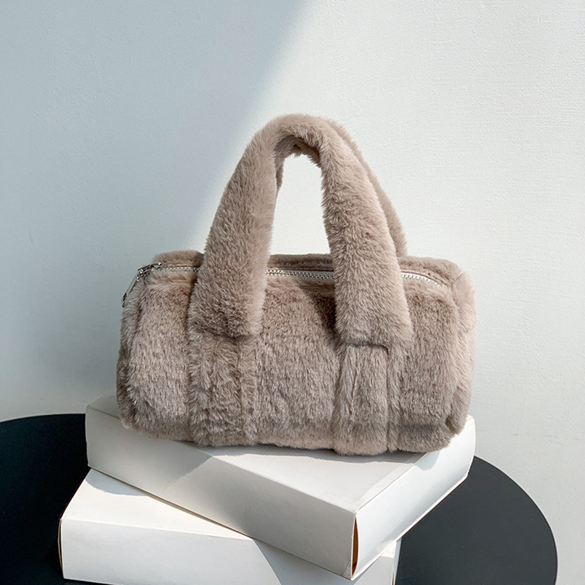 Autumn Winter Cylindrical Handbag Plush Bag
