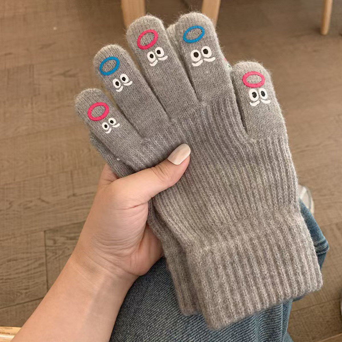 Cute Knitted Wool Gloves With Touch Screen for Winter