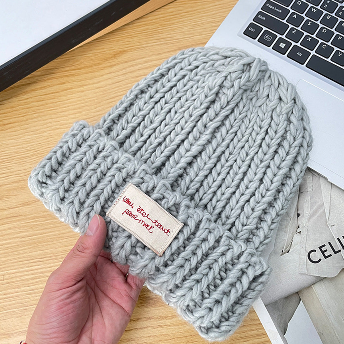 Large Head Circumference Green Knitted Hat Korean Style Versatile Winter hat