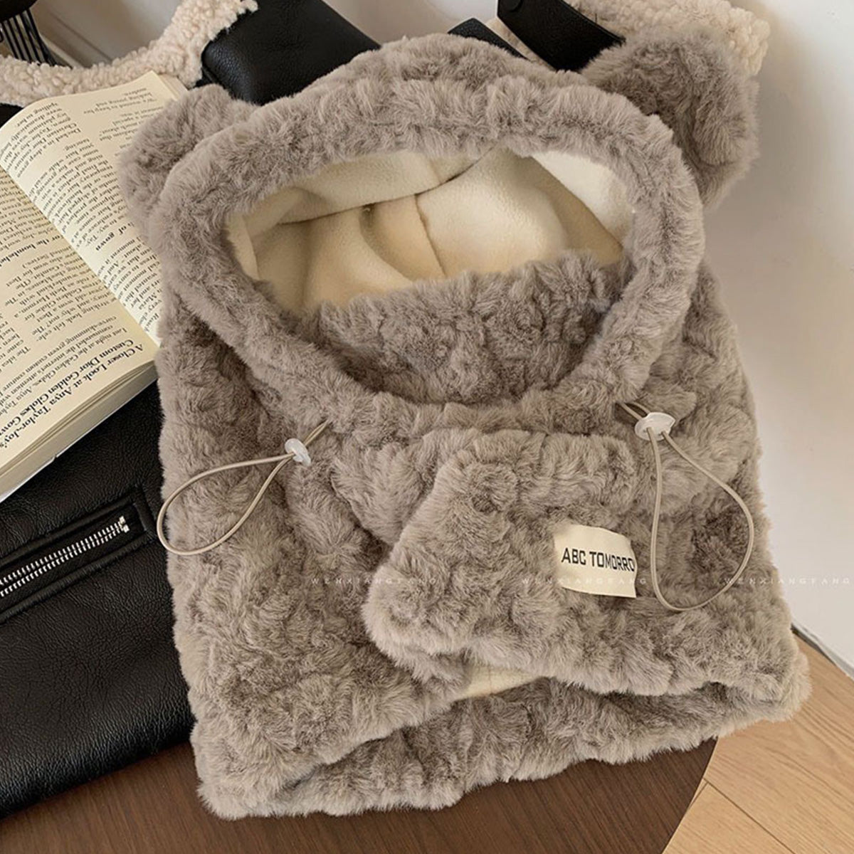 Winter Thick Plush Bear Hat and Mask