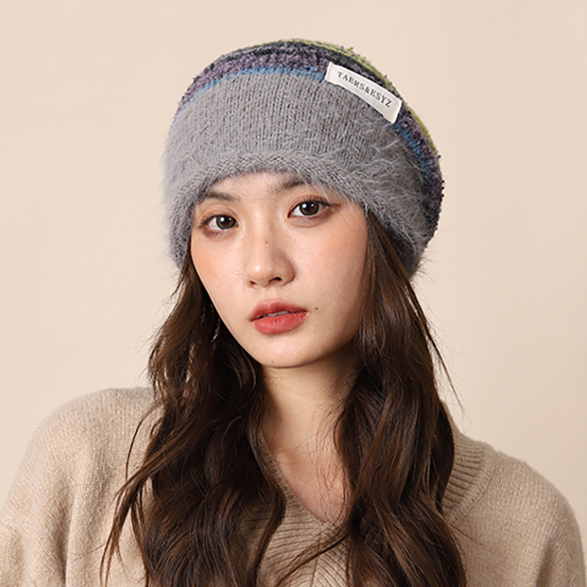 Gradient Plush Knitted Hat for Women