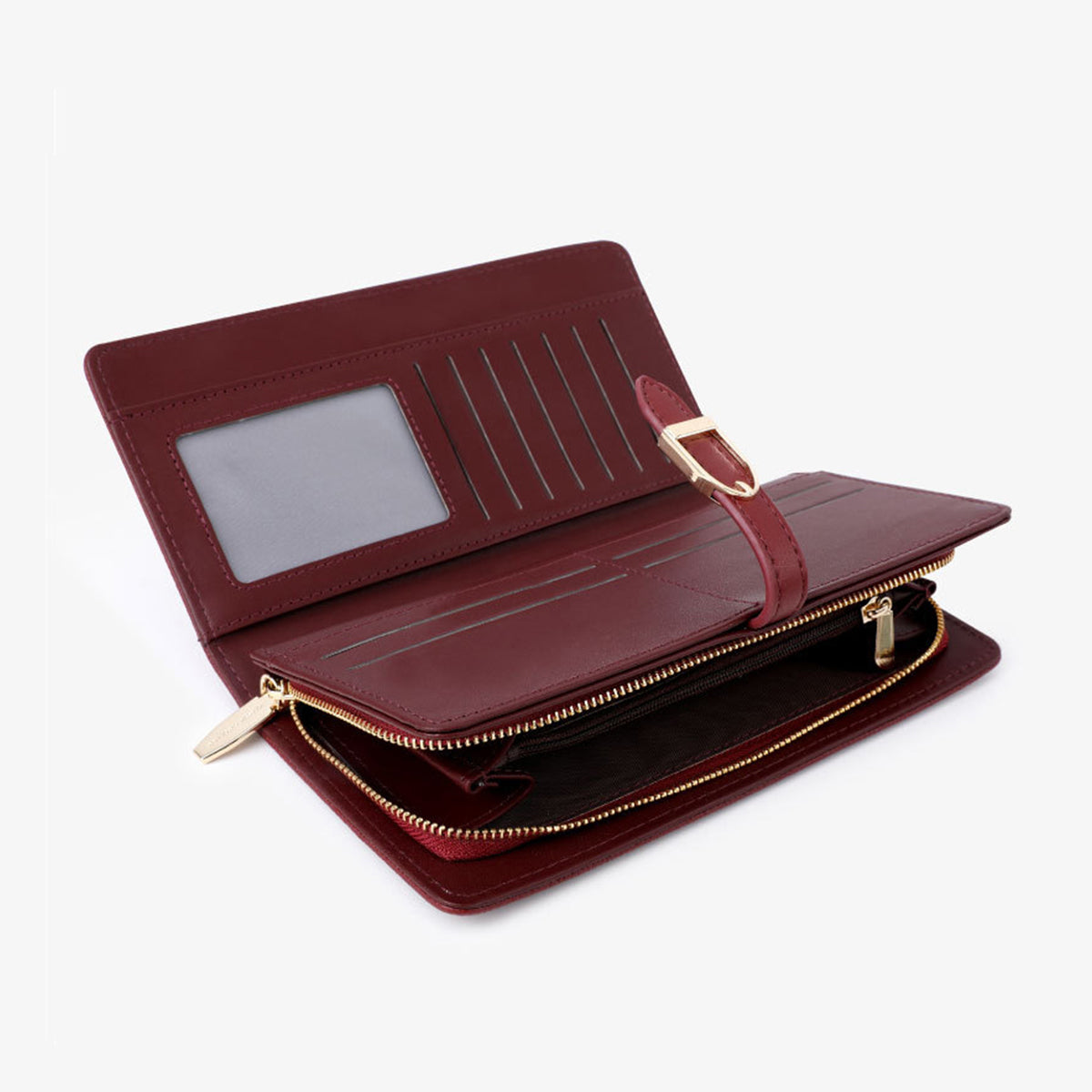 Dark Faux Cowhide Women Long Wallet