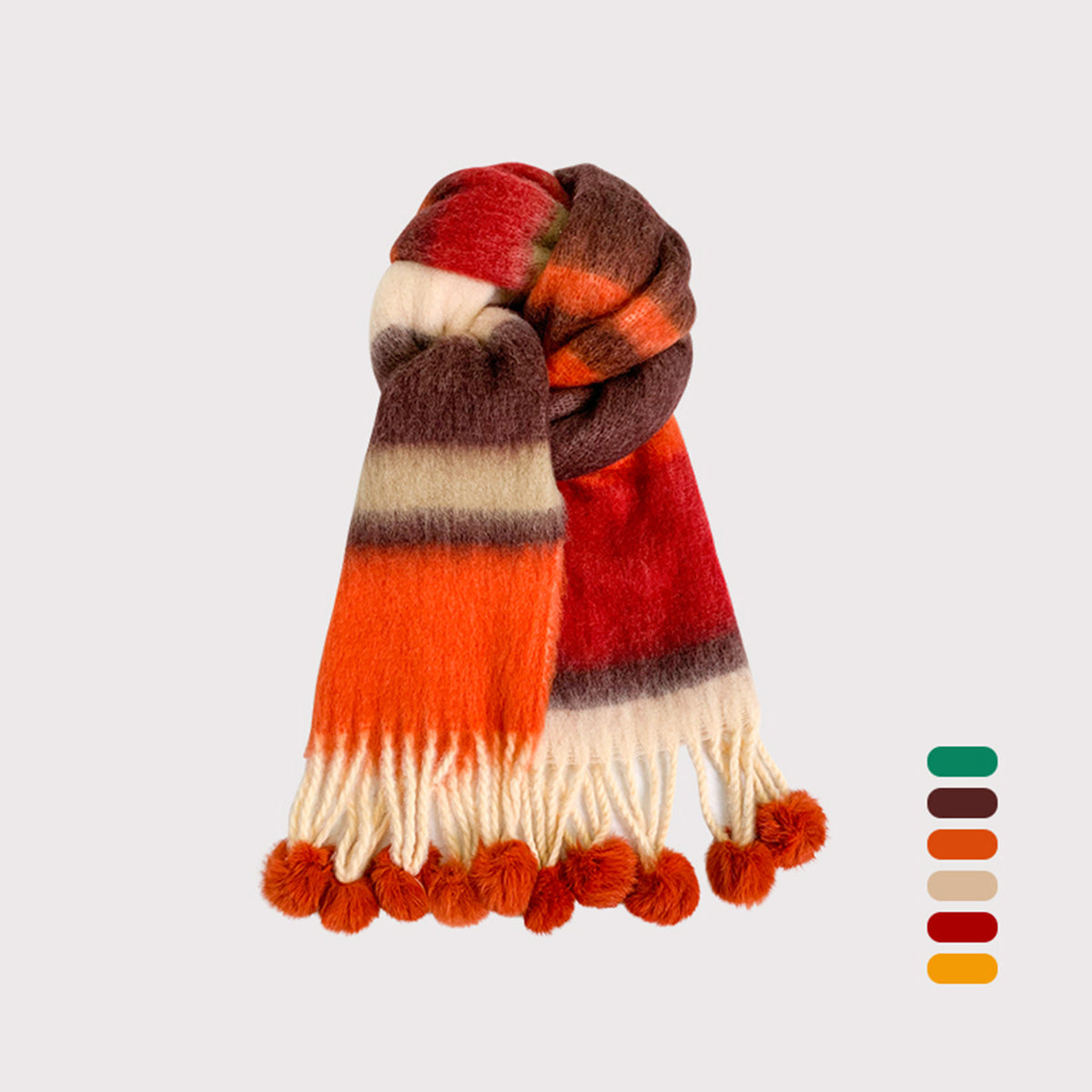 Rainbow Striped Scarf for Women Winter Scarf