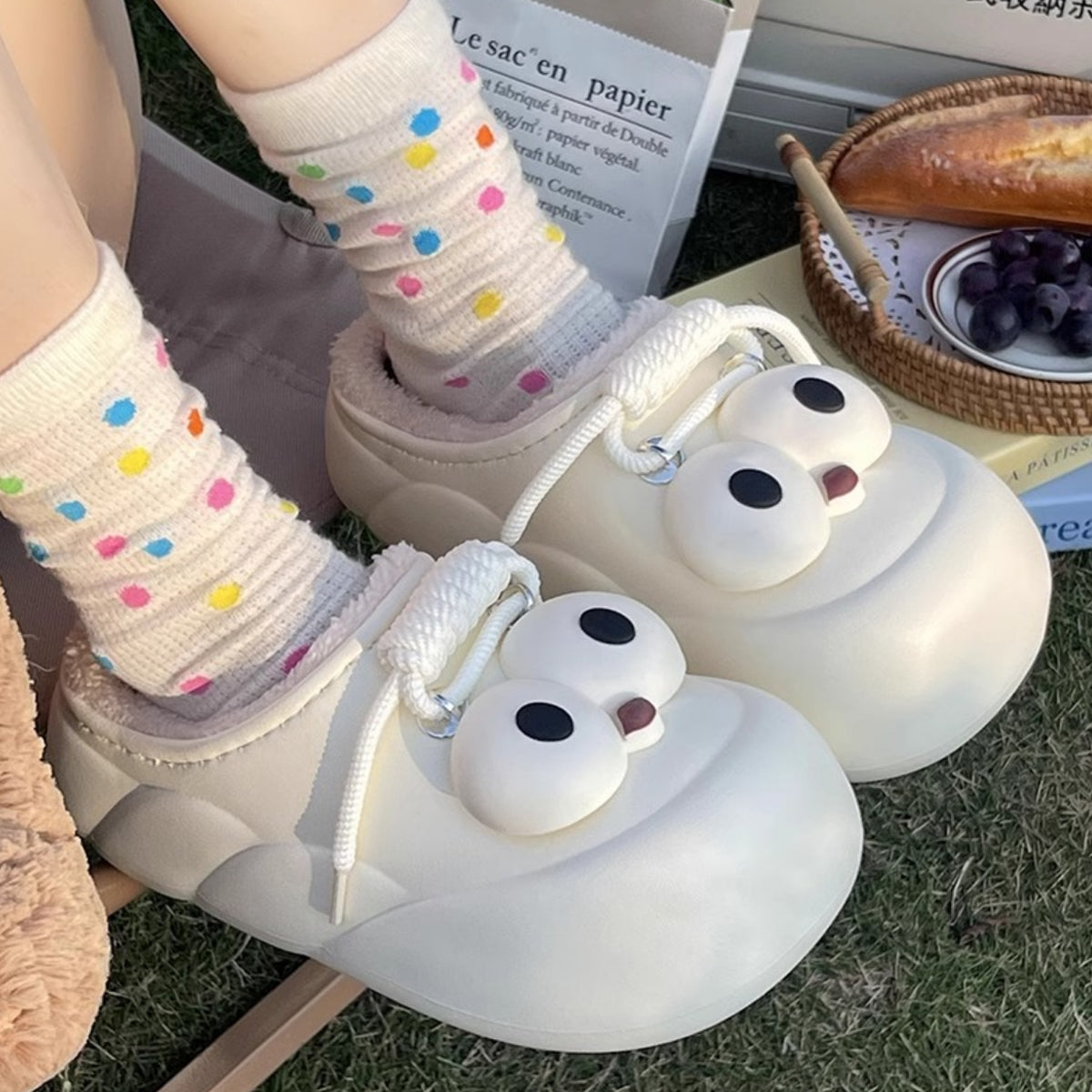 Thick-Soled Cotton Slippers Cute Big Eyes Cotton Slippers