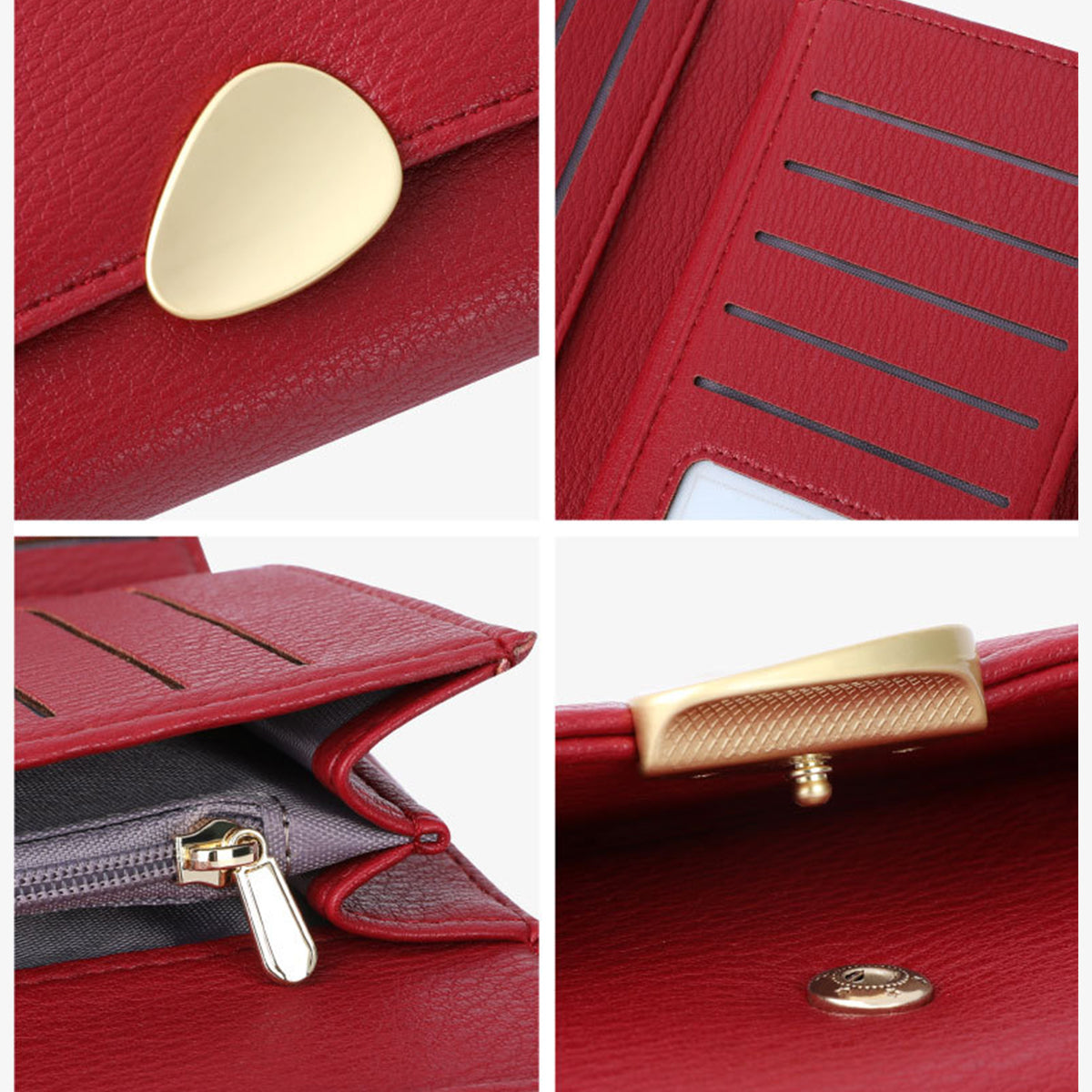 Classic Lychee Pattern Tri-fold Wallet