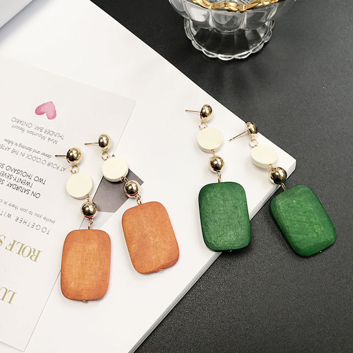 Ladies Retro Long Wooden Earrings