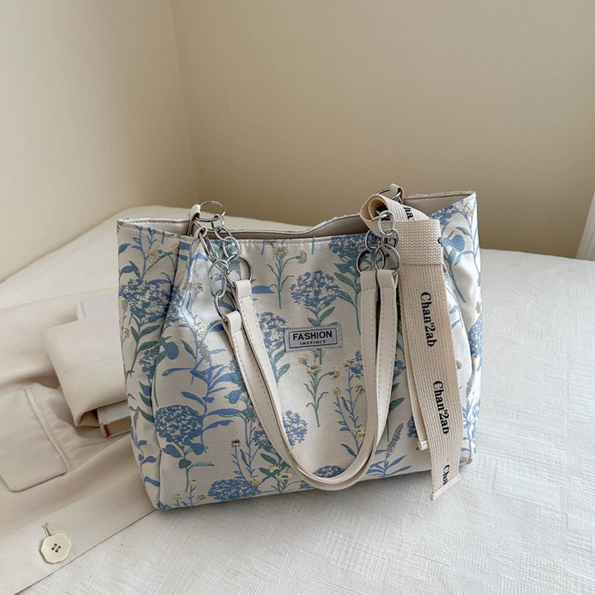 Printed Underarm Canvas Tote Shoulder Bag