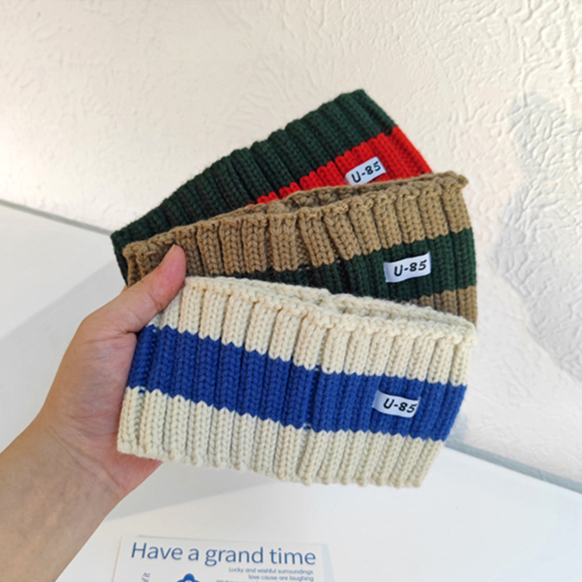 Wide-Brimmed Headband Striped Headband Knitted Headband