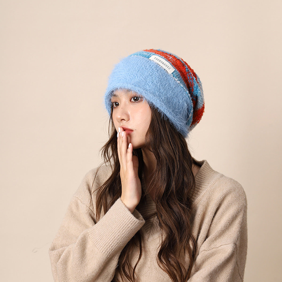 Gradient Plush Knitted Hat for Women