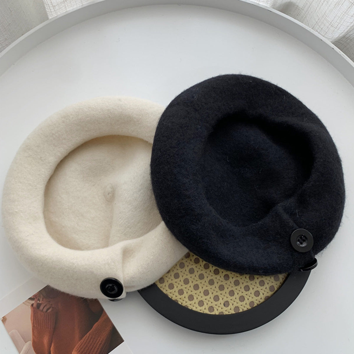 Korean Button Wool Beret