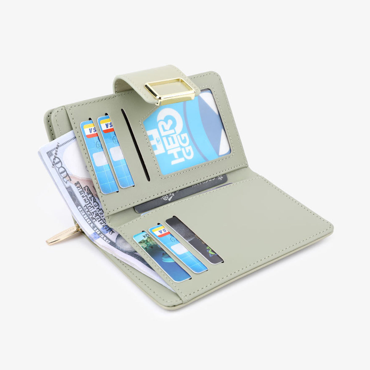 Multifunctional Solid Color PU Ladies Wallet