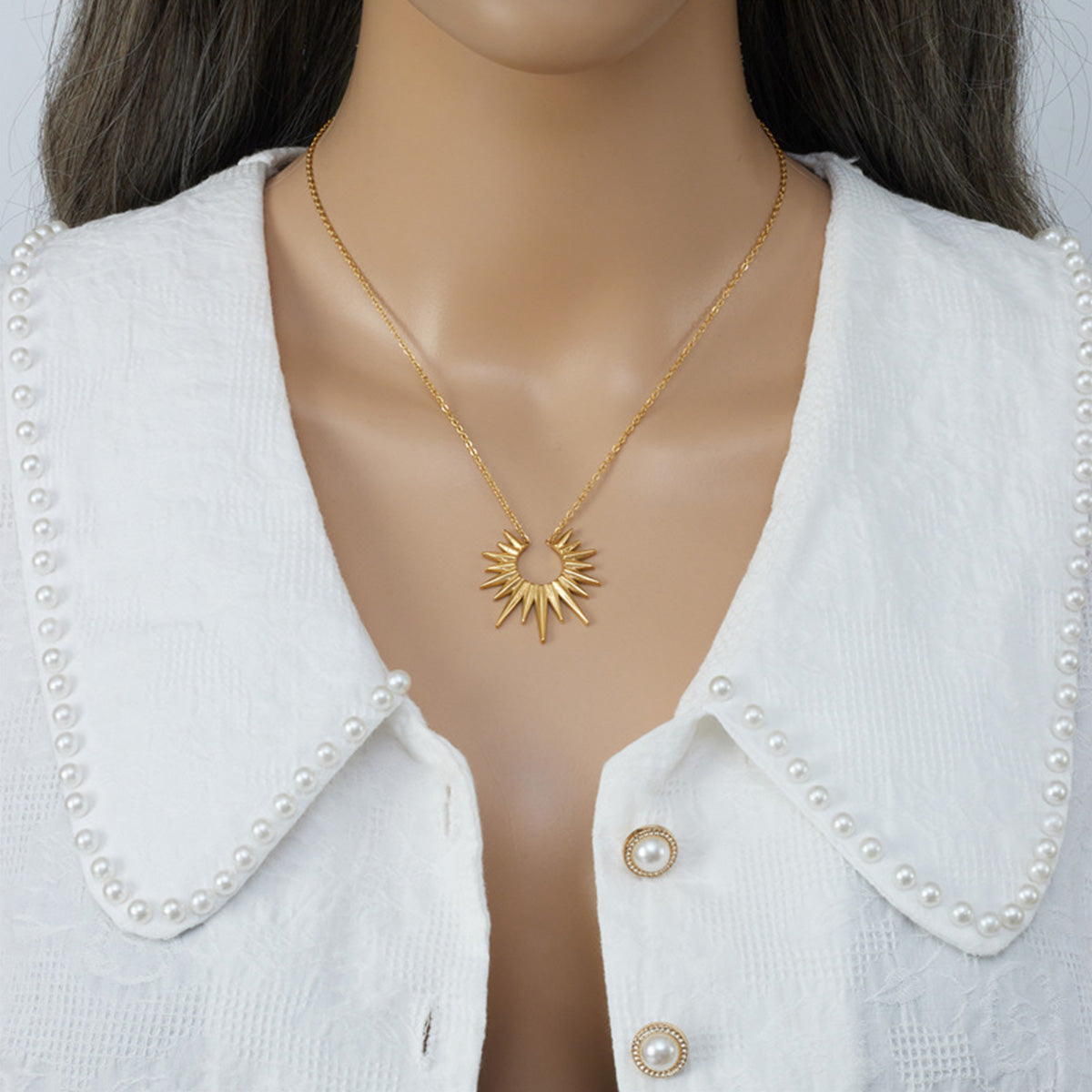 Stainless Steel Sunflower Necklace Earrings Set