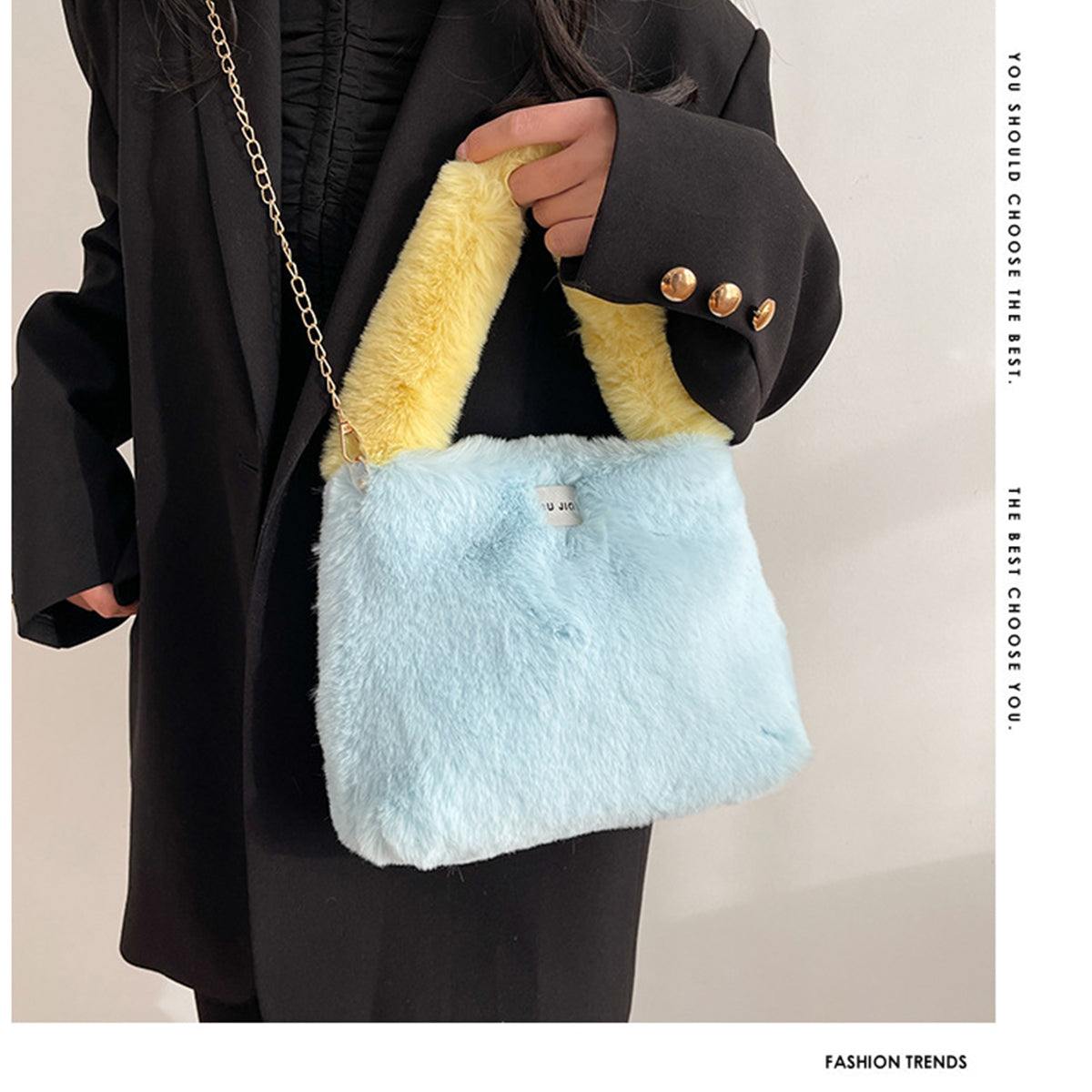 Autumn Winter Crossbody Plush Bucket Bag