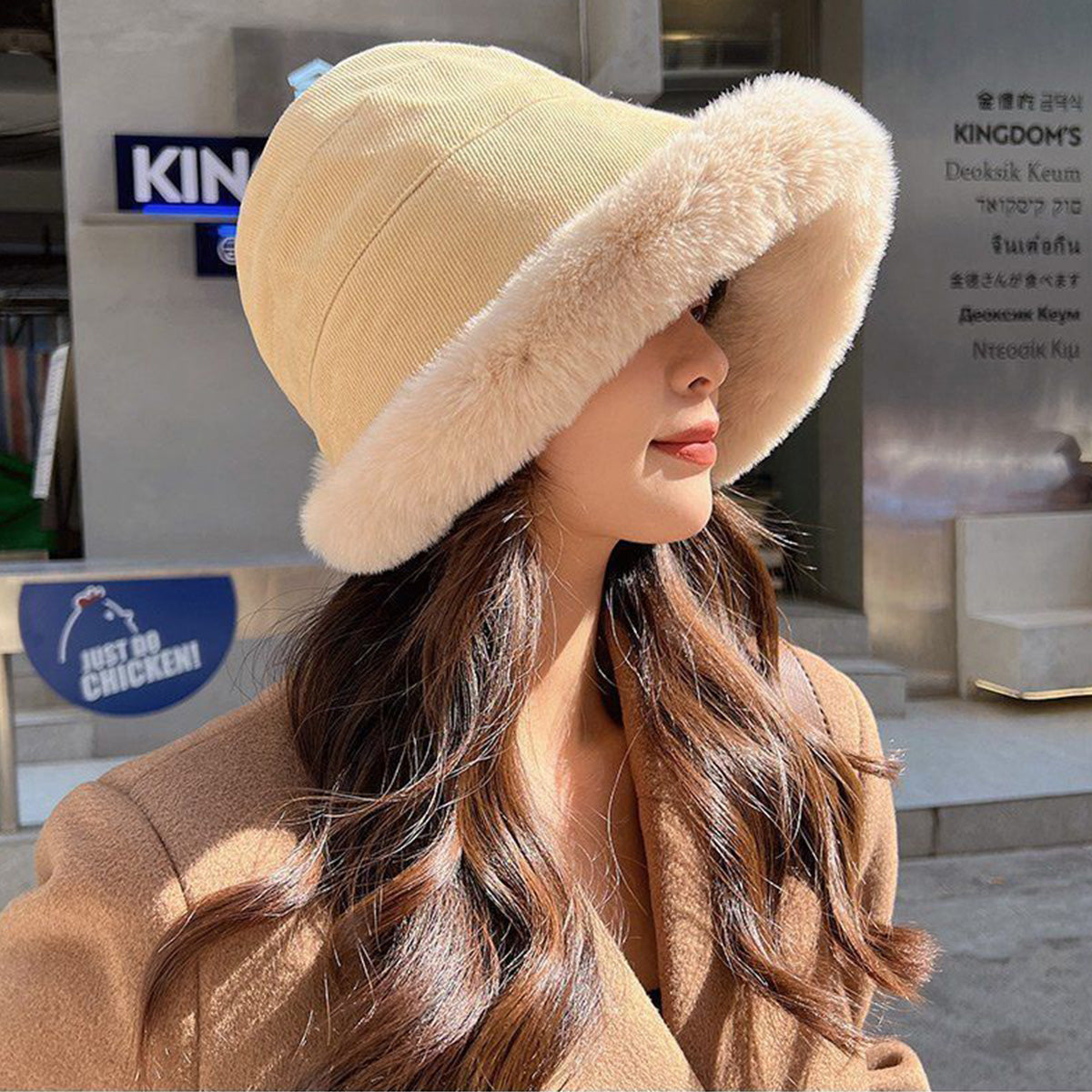 Simple Plush Fisherman Hat Plus Plush Warm Hat