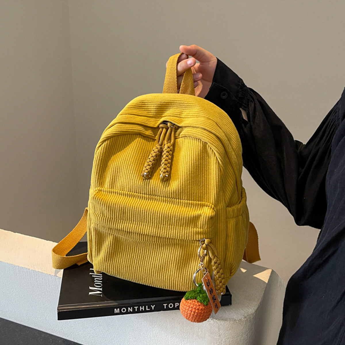 Winter Corduroy Small Backpack Women Casual Backpack