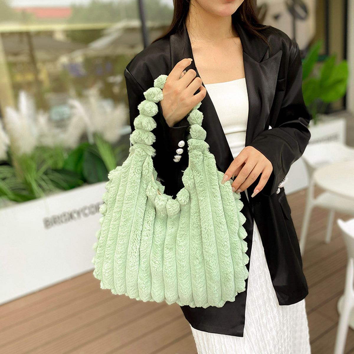 Plush Bag for Women Korean Style Large Capacity Tote Bag