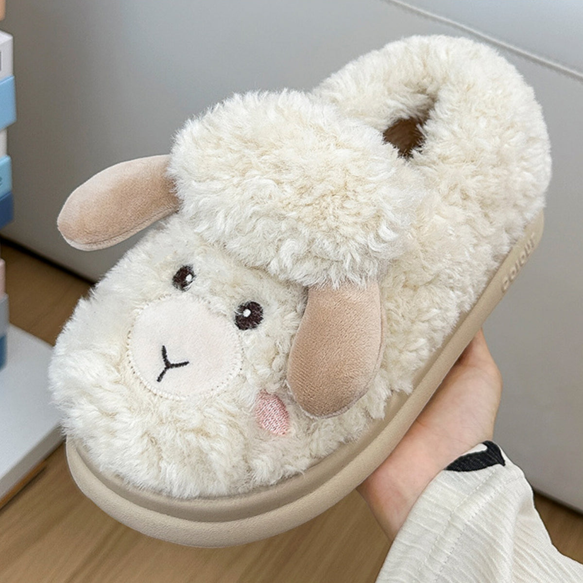Winter Women's Cute Cartoon Lamb Fur Slippers for Women