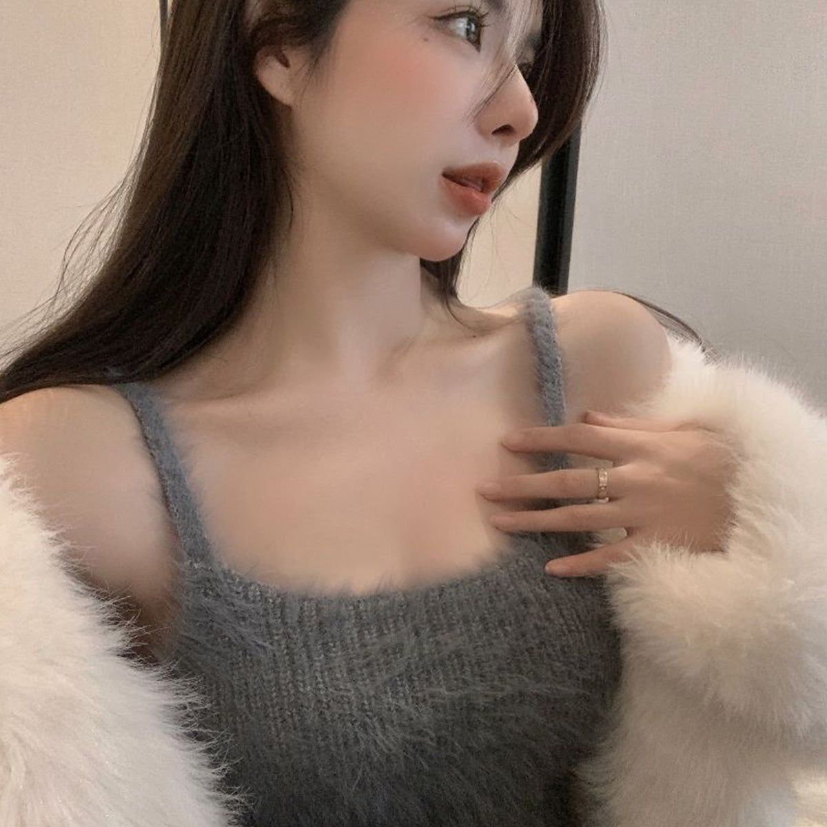 Soft Mink Fur Short Knitted Vest