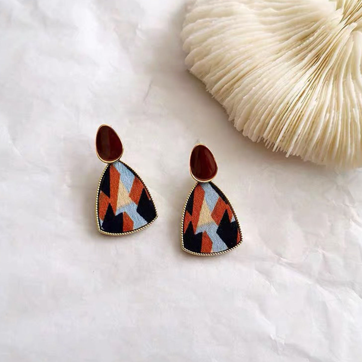 New Silver Needle Earrings Triangular Ethnic Earrings
