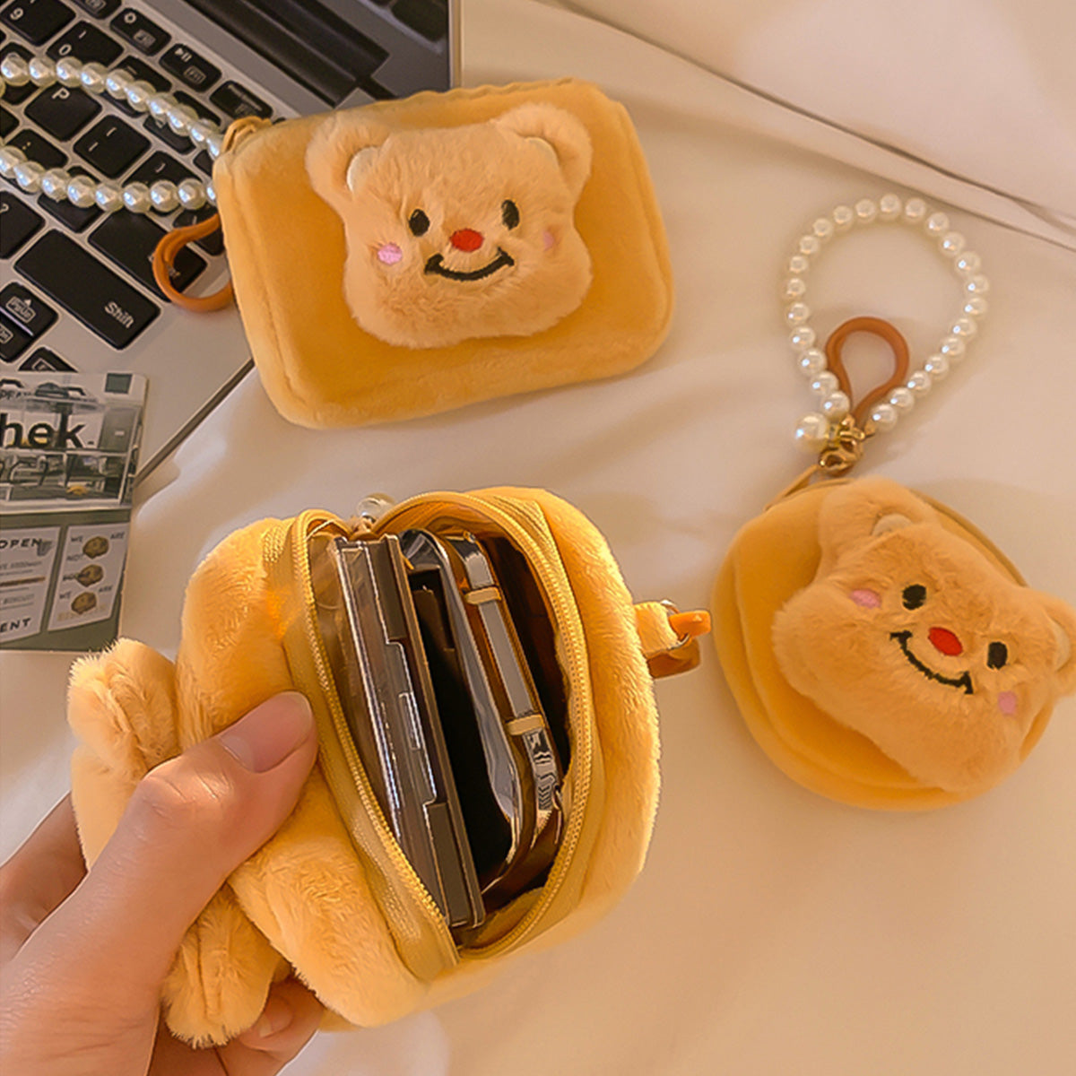Cute Plush Bear Card Holder Mini Coin Purse