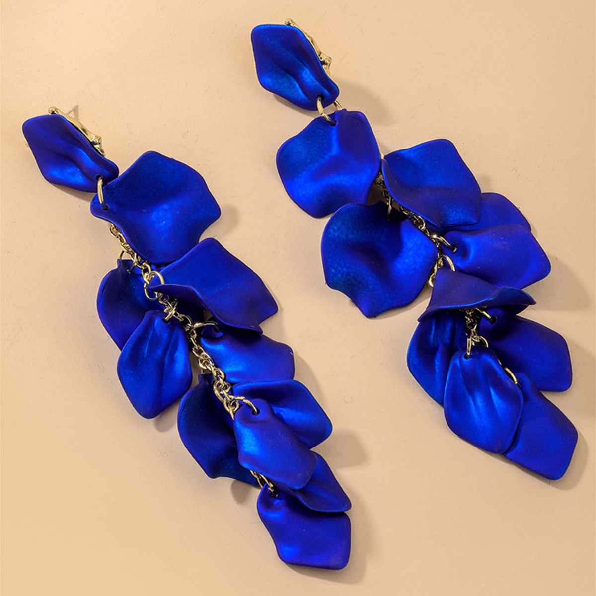 European American Rose Petal Long Tassel Earrings
