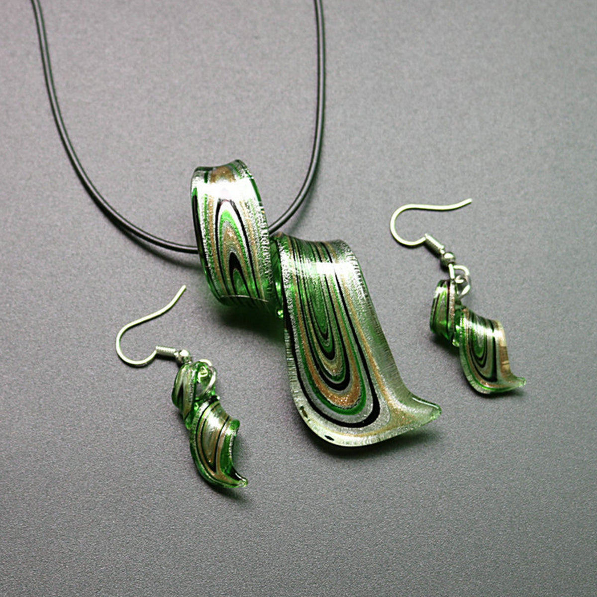 Chinese Style Handmade Spiral Knife Multi-Color Earrings Necklace Set