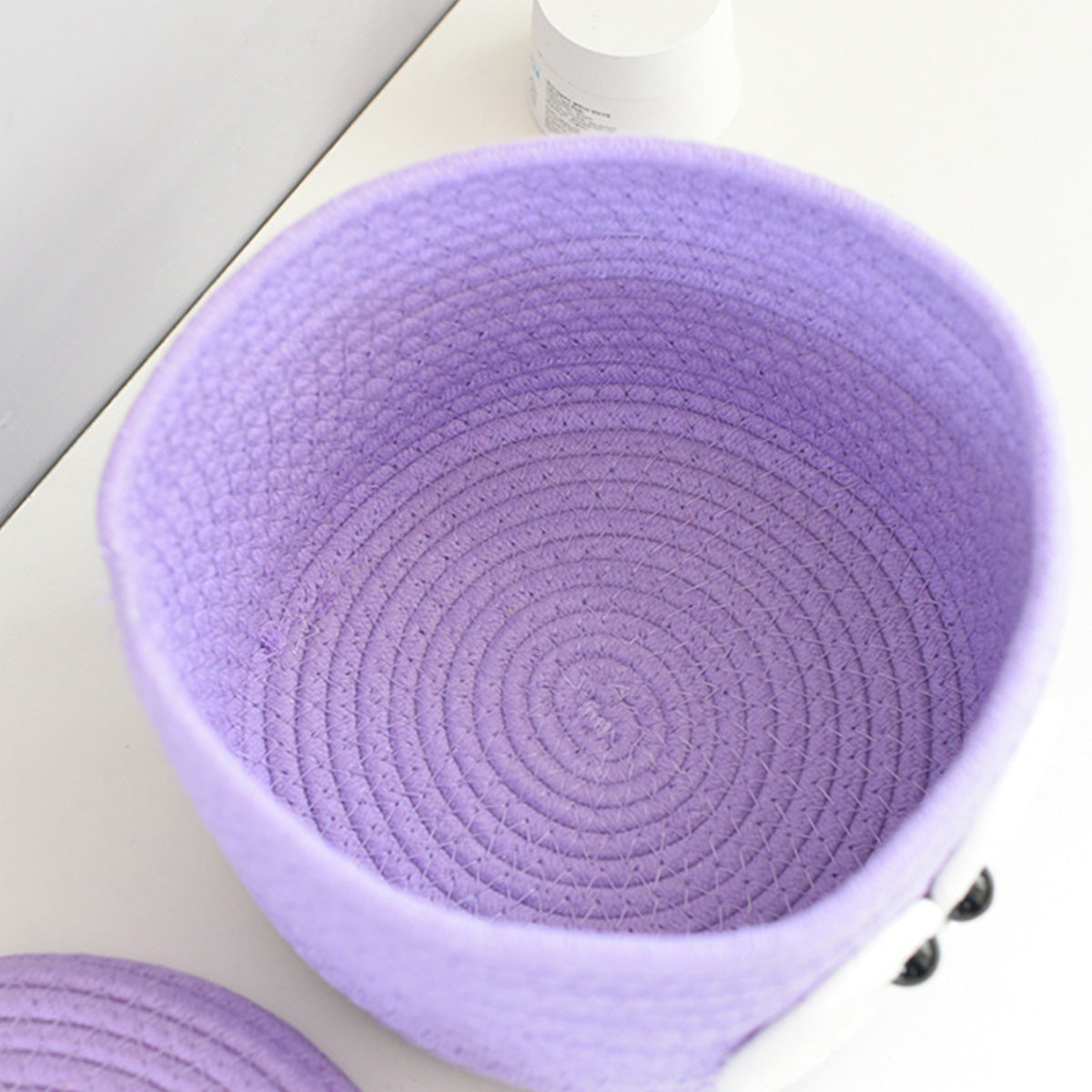Purple Big Eye Cotton Rope Woven Storage Basket