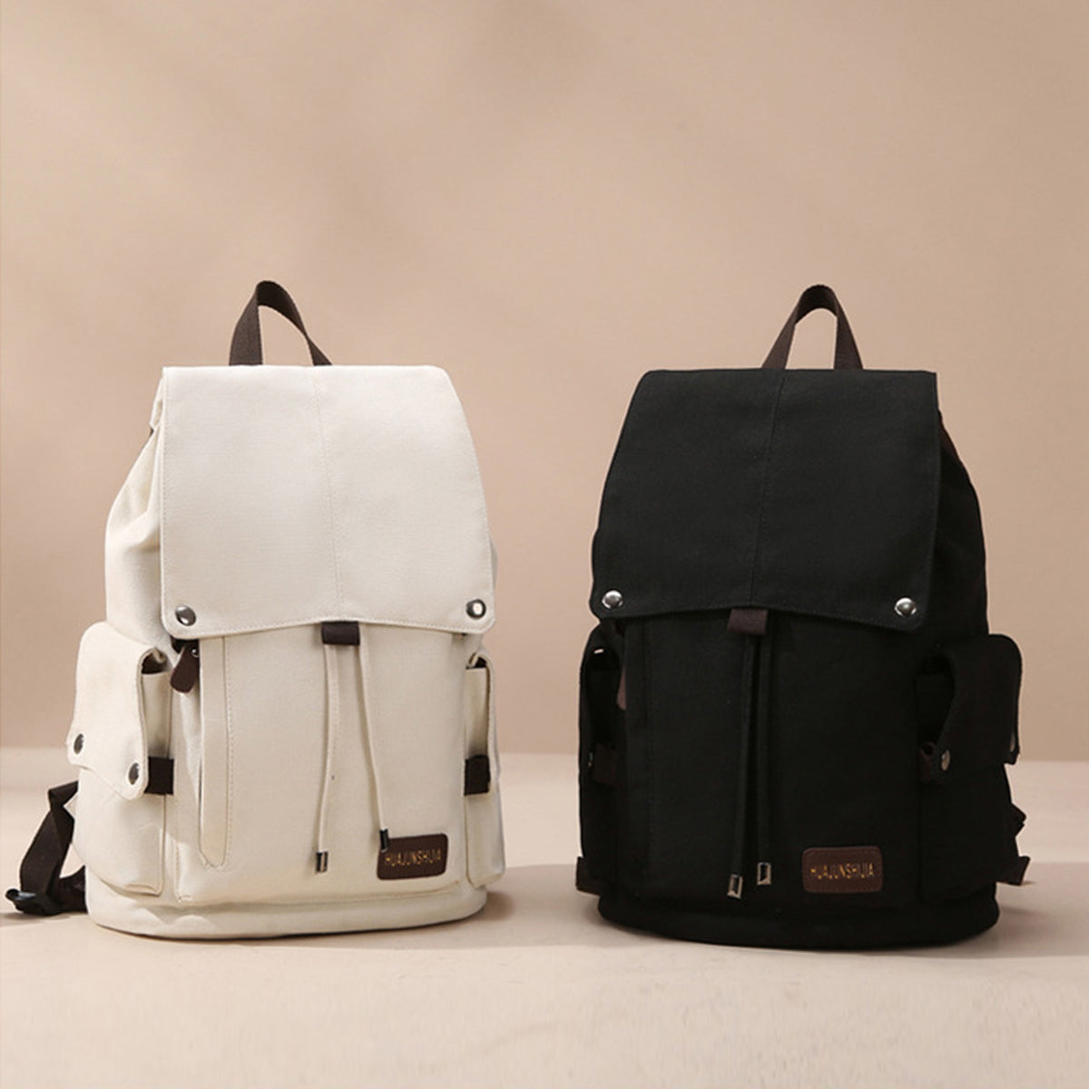 Simple Solid Color Backpack Retro Canvas Backpack