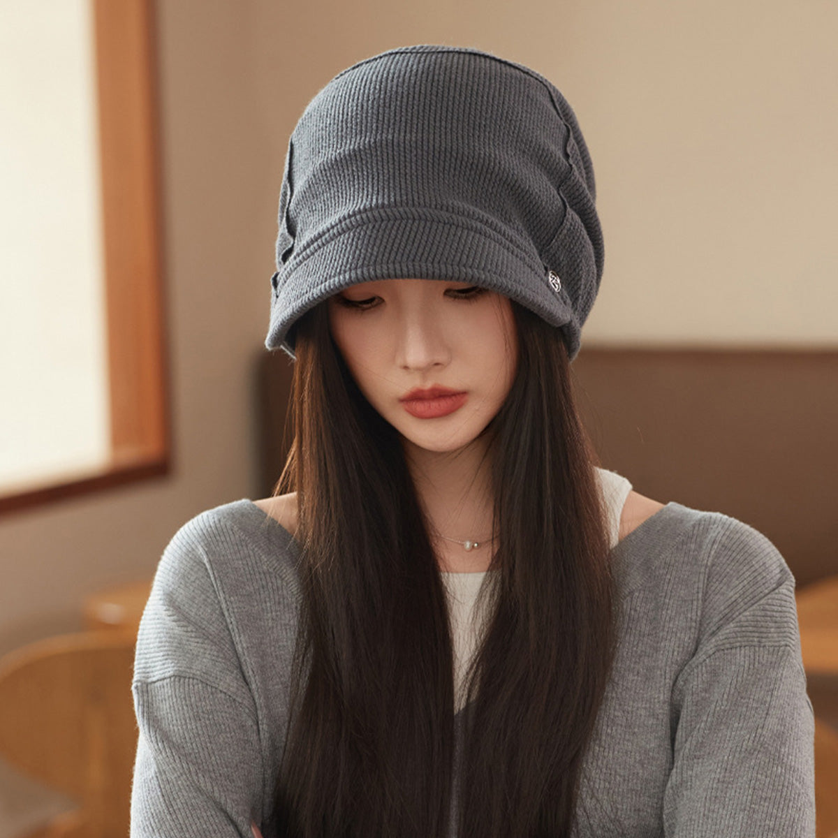 Hat for Women Thin Style Japanese Style Cold Hats Plain Head Hats