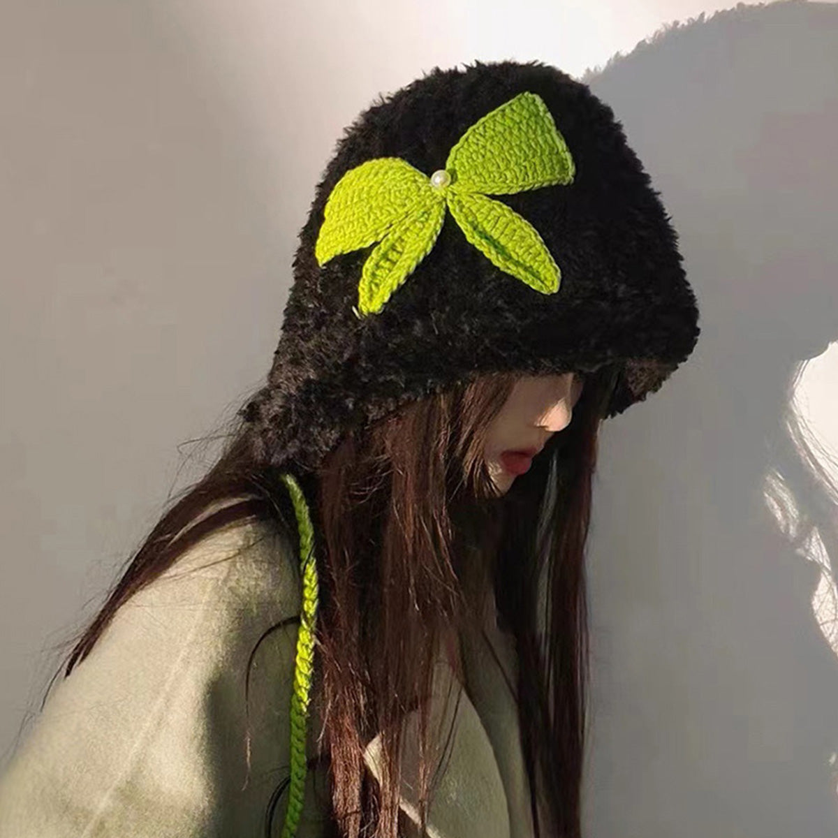 New Bow Plush Earmuffs Warm Windproof Hats for Women