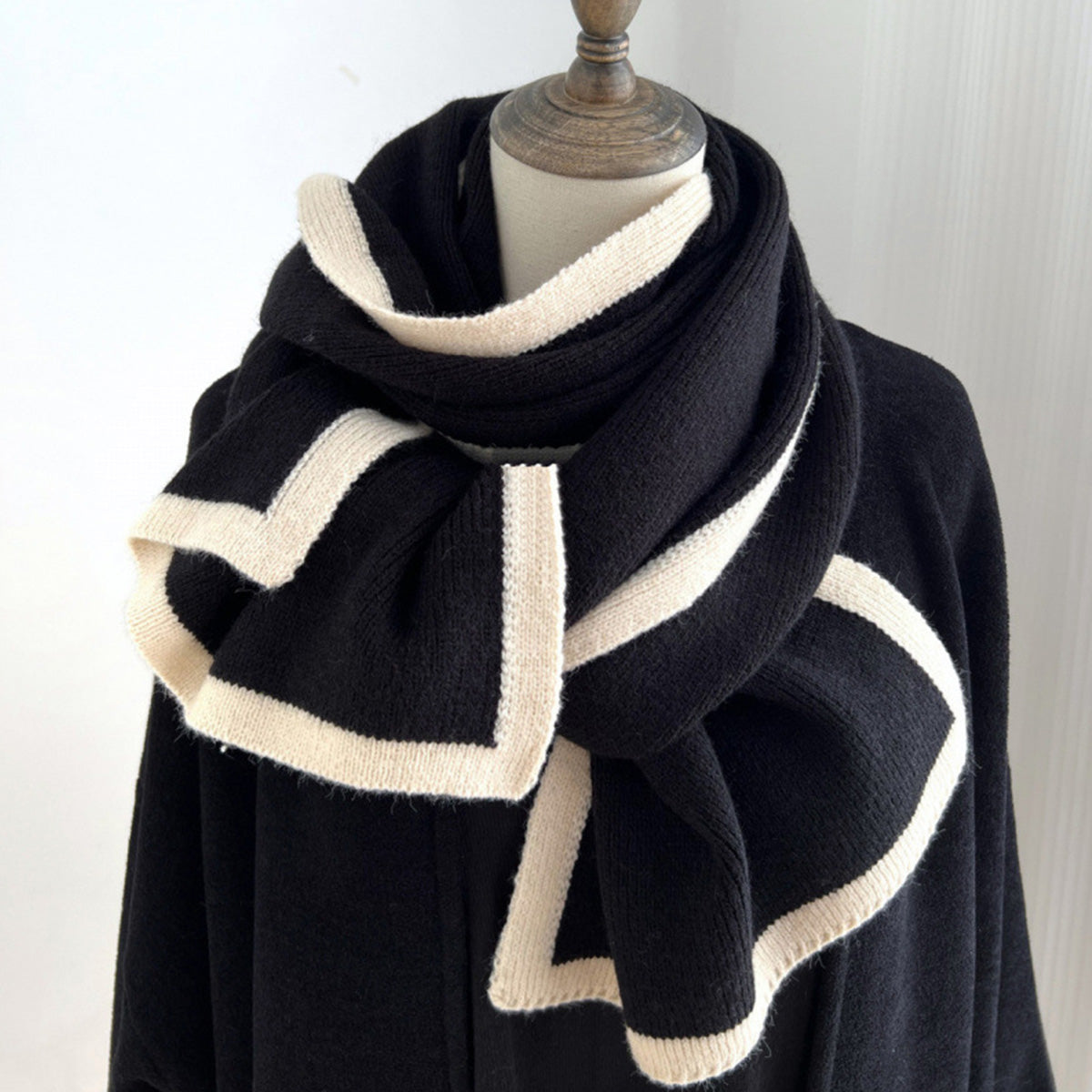 Scarf for Women Black Luxury Knitted Scarf