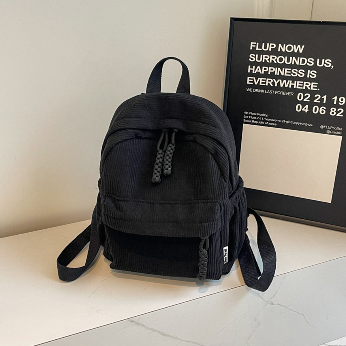 Winter Corduroy Small Backpack Women Casual Backpack