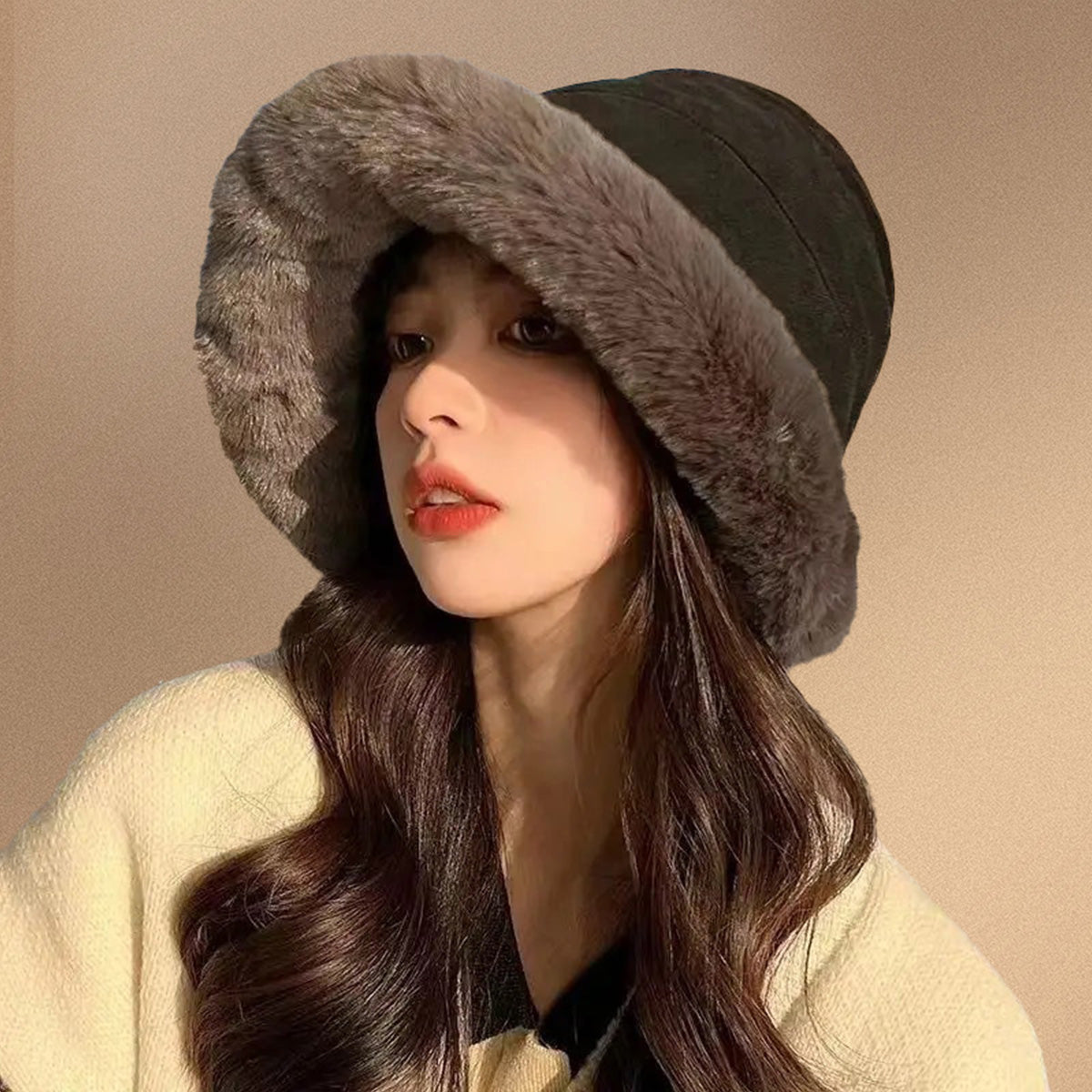 Simple Plush Fisherman Hat Plus Plush Warm Hat