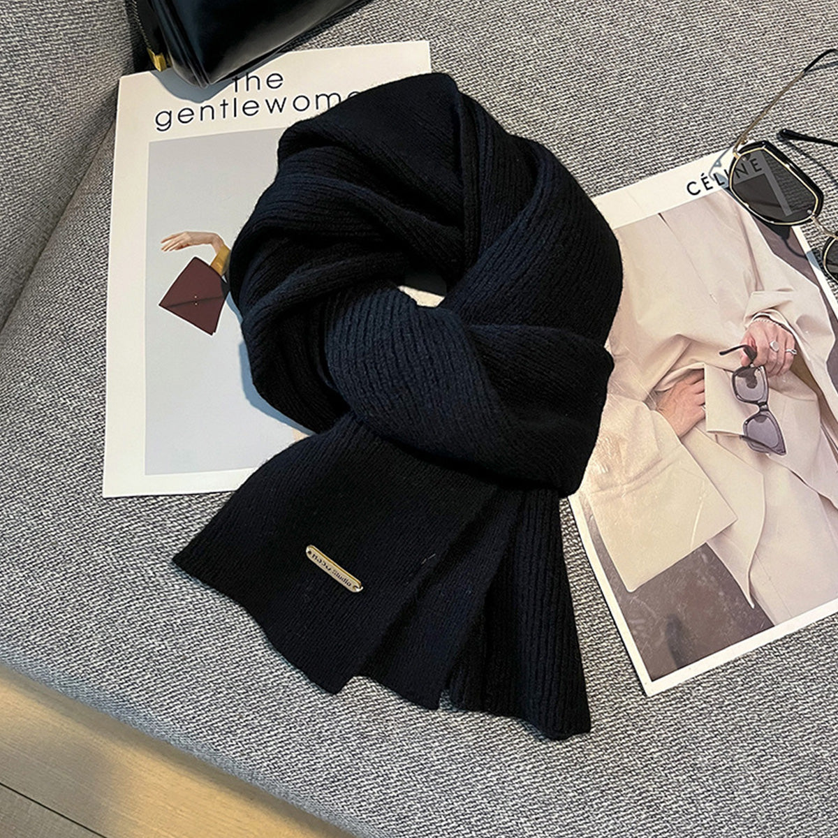New Knitted Solid Color Small Scarf Thickened Scarf
