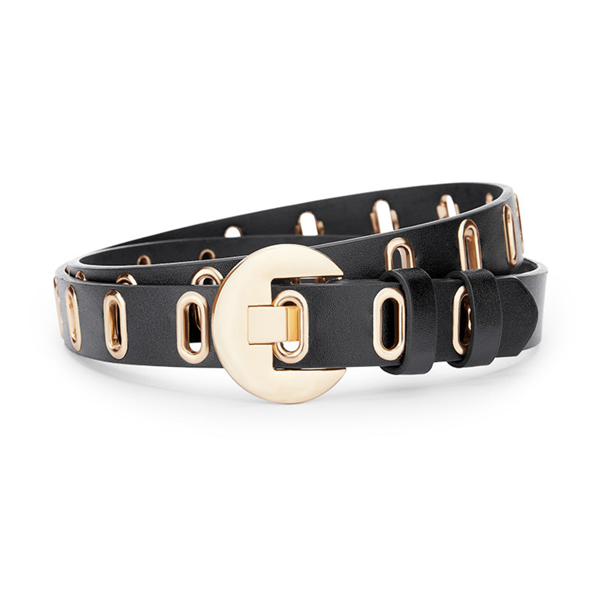Multi-hole Round Buckle Steam Eyelet Jeans Belt