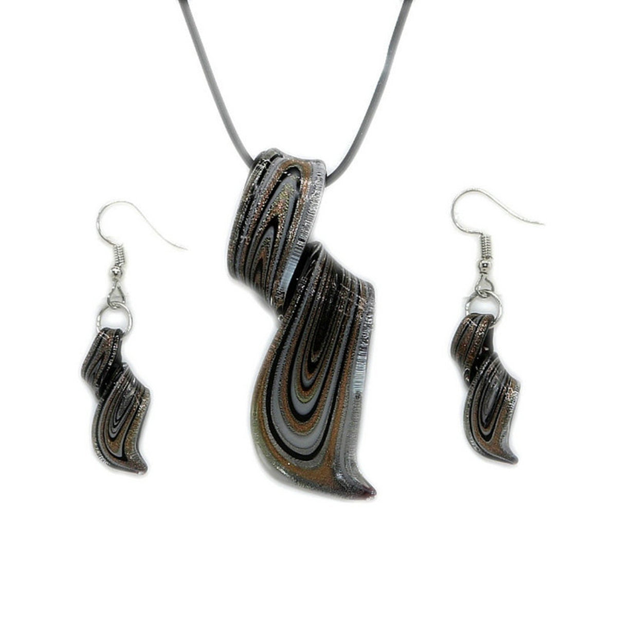 Chinese Style Handmade Spiral Knife Multi-Color Earrings Necklace Set