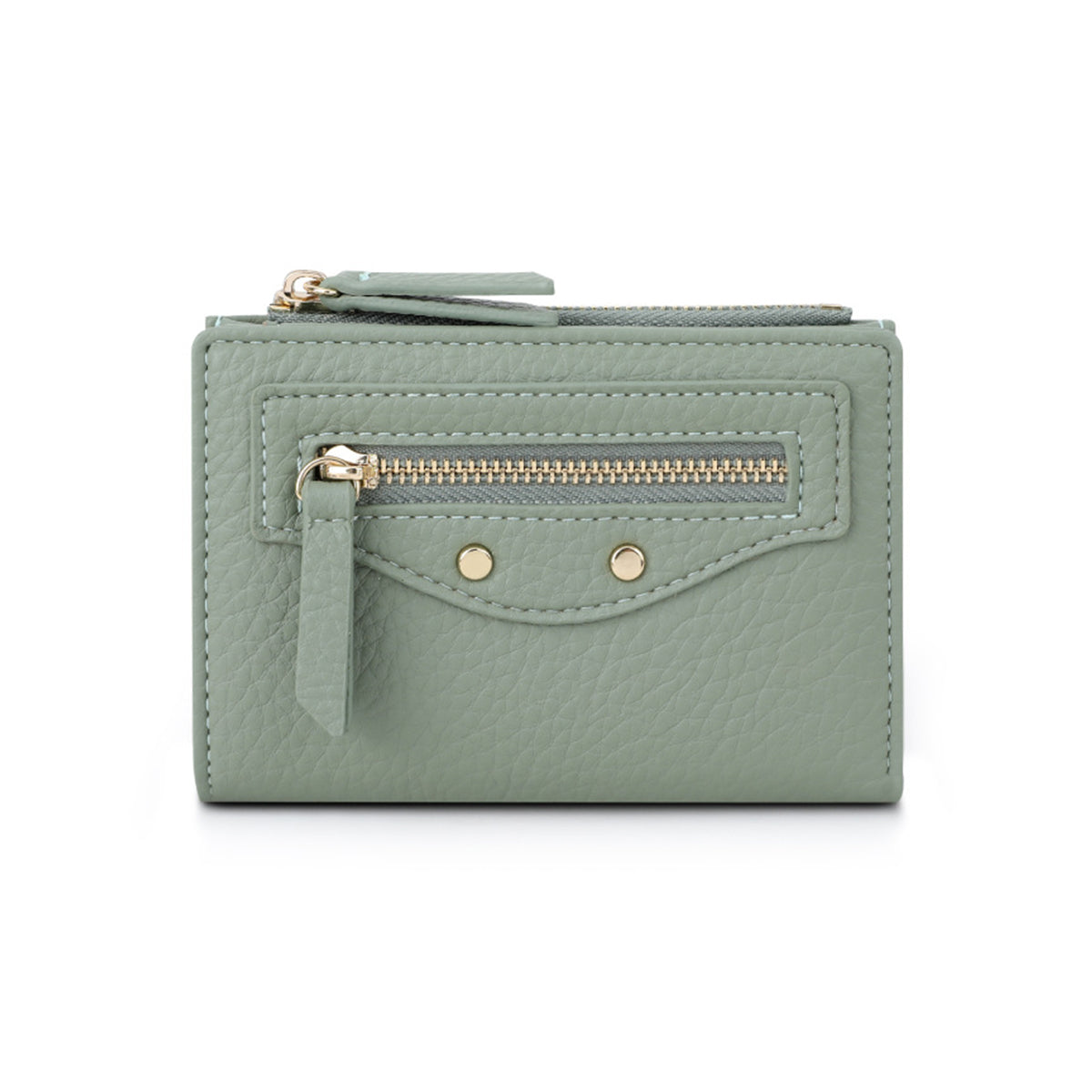 Women zipper Pebbled Compact Wallet