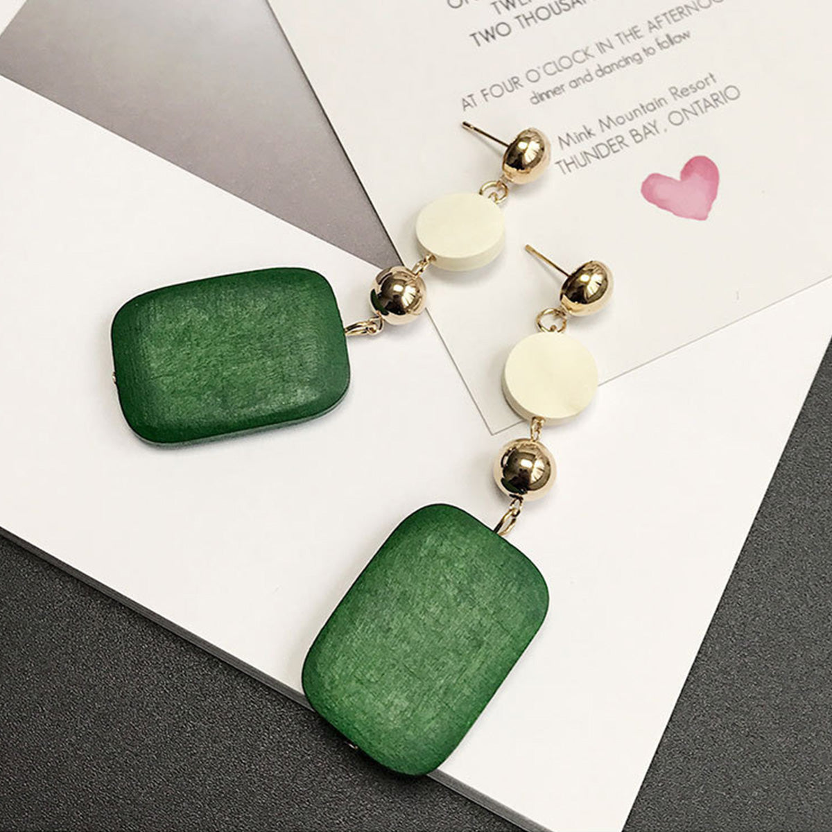 Ladies Retro Long Wooden Earrings