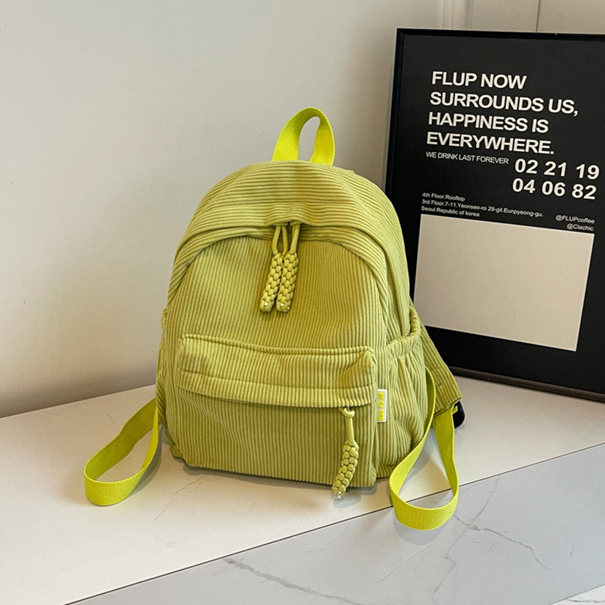 Winter Corduroy Small Backpack Women Casual Backpack