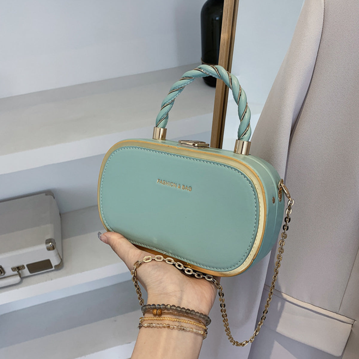 Chain Box Bag Candy Color Crossbody Commuter Bag