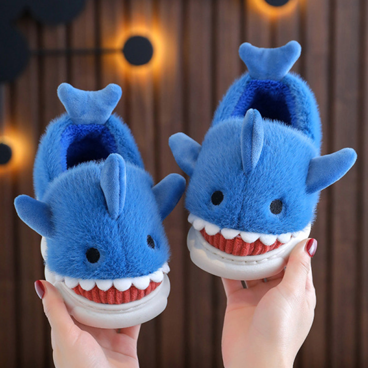Boys Girls Cartoon Cute Shark Warm Slippers