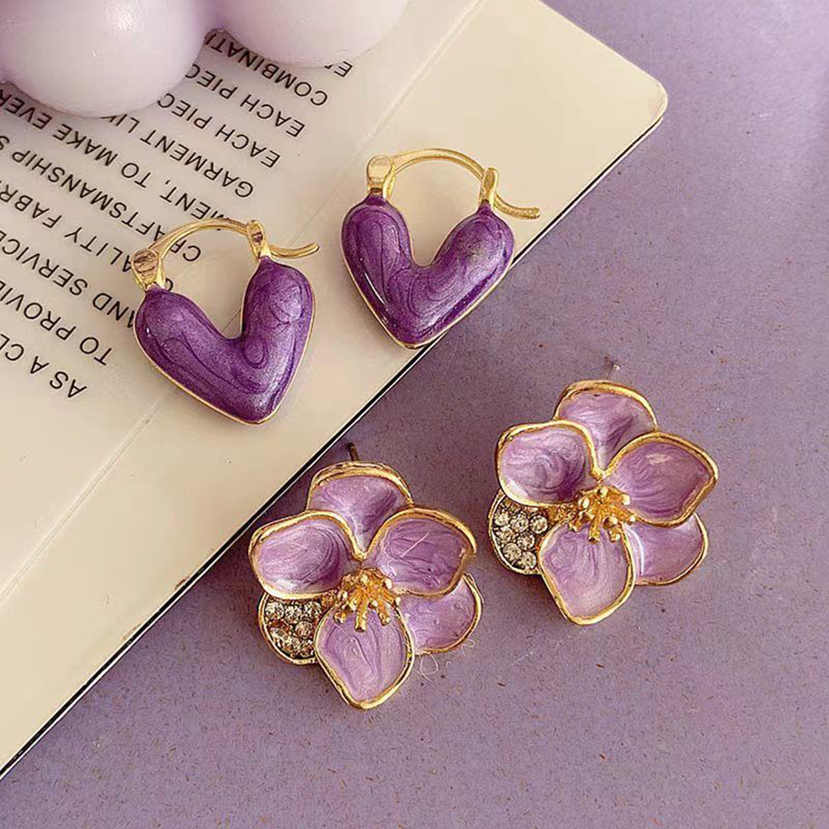 Super Fairy Taro Purple High-End Temperament Earrings