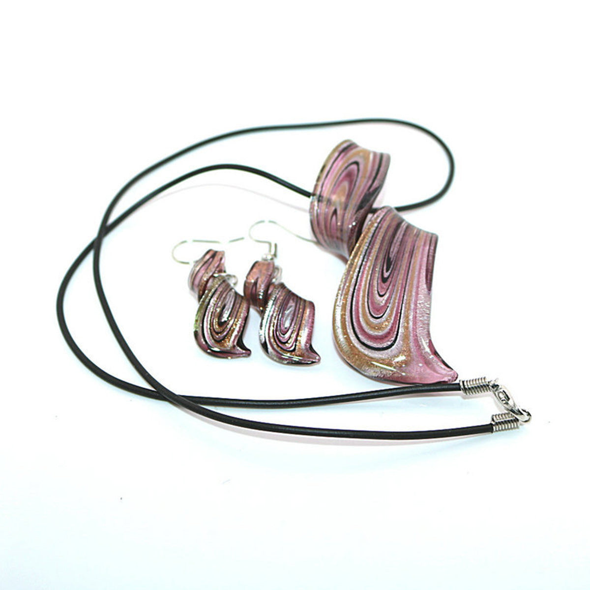 Chinese Style Handmade Spiral Knife Multi-Color Earrings Necklace Set