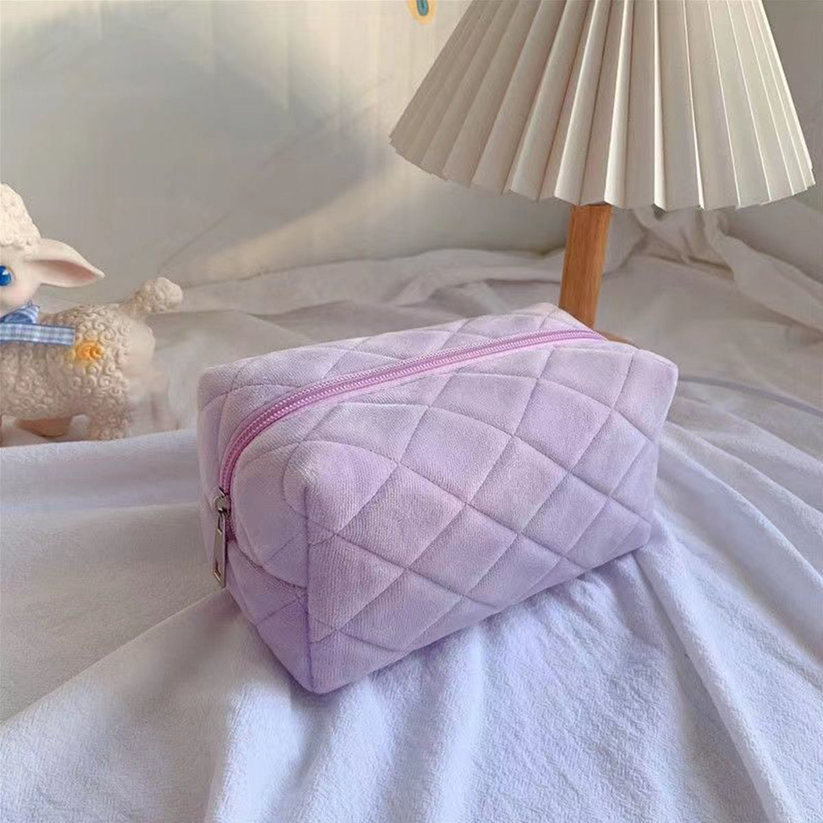 Diamond Quilted Cosmetic Bag Hand-held Storage Bag