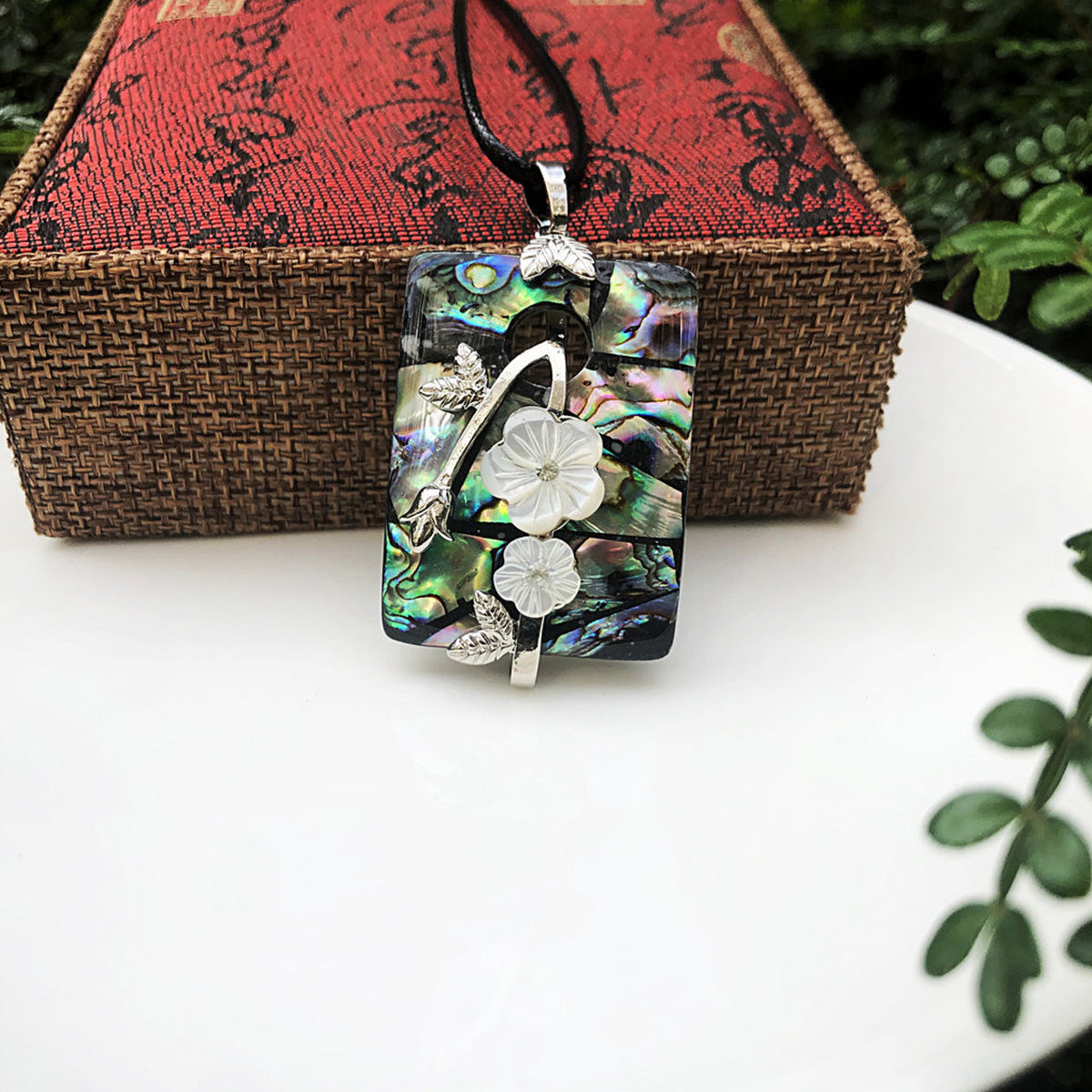 Shell Flower Necklace Tree of Life Braided Pendant
