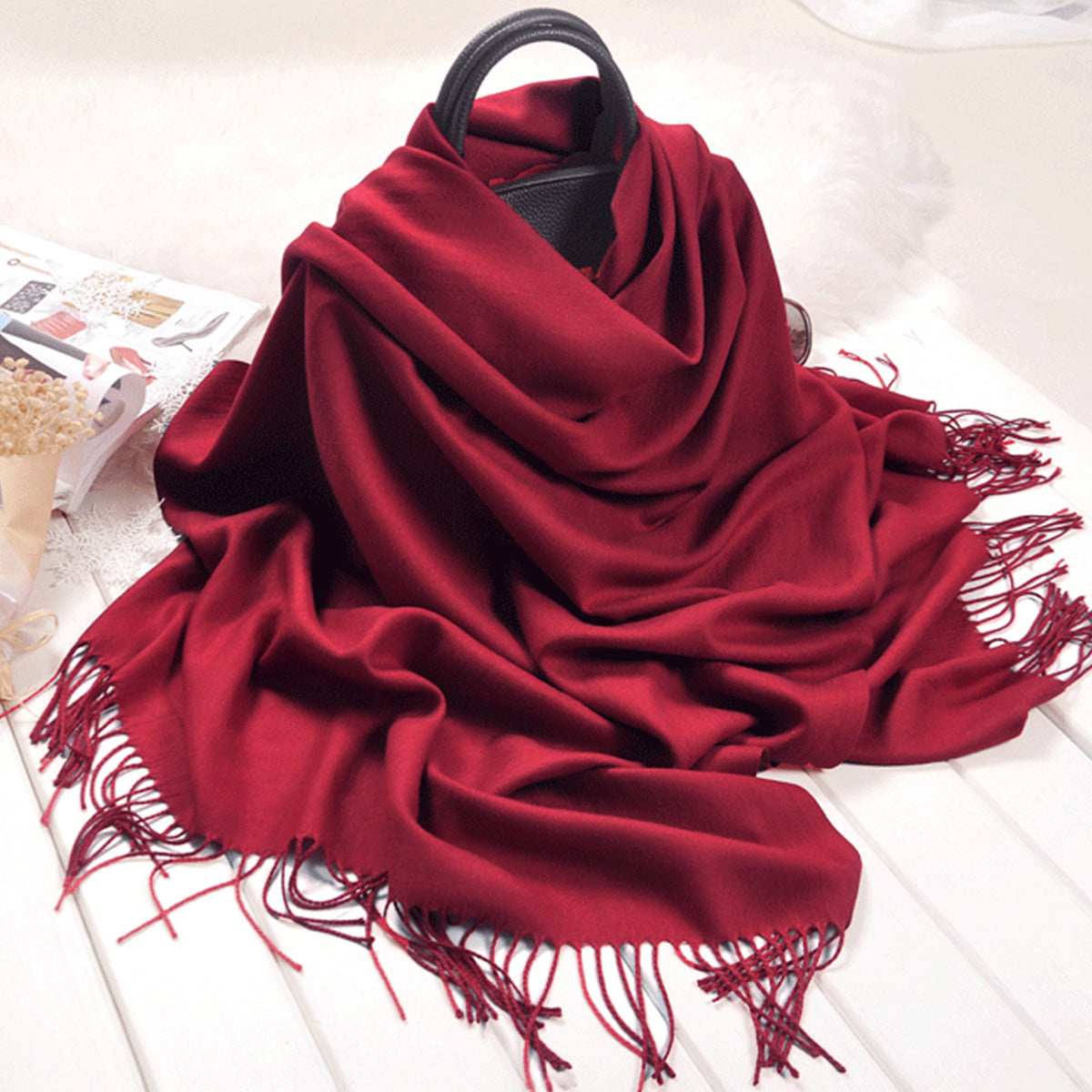Solid Color Imitation Cashmere Scarf for Women Solid Color Scarf