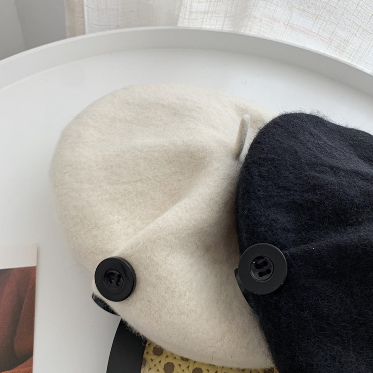 Korean Button Wool Beret