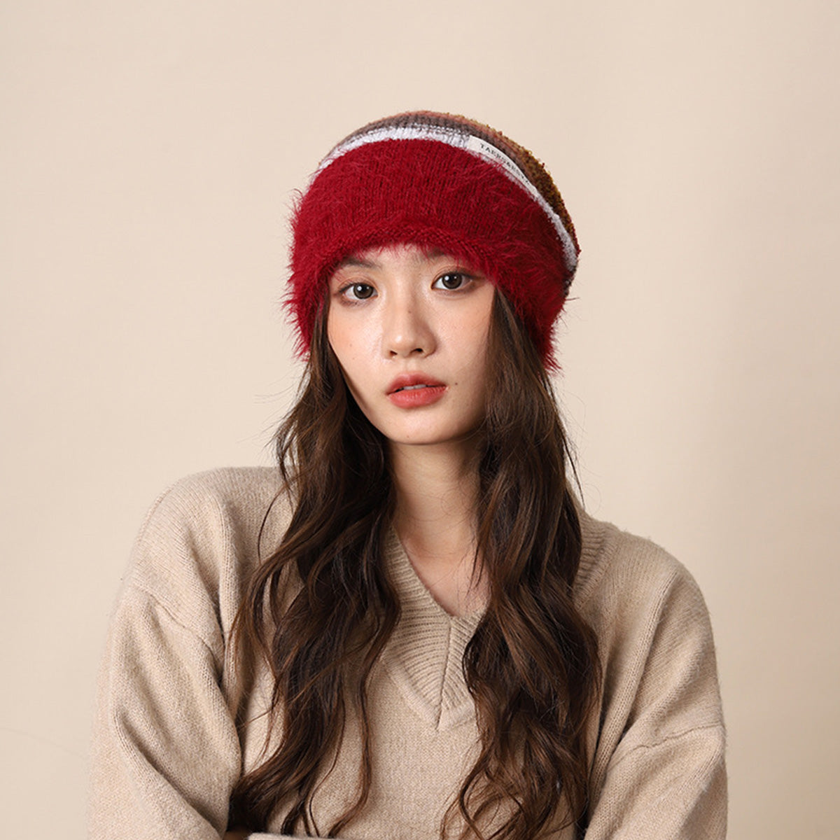 Gradient Plush Knitted Hat for Women