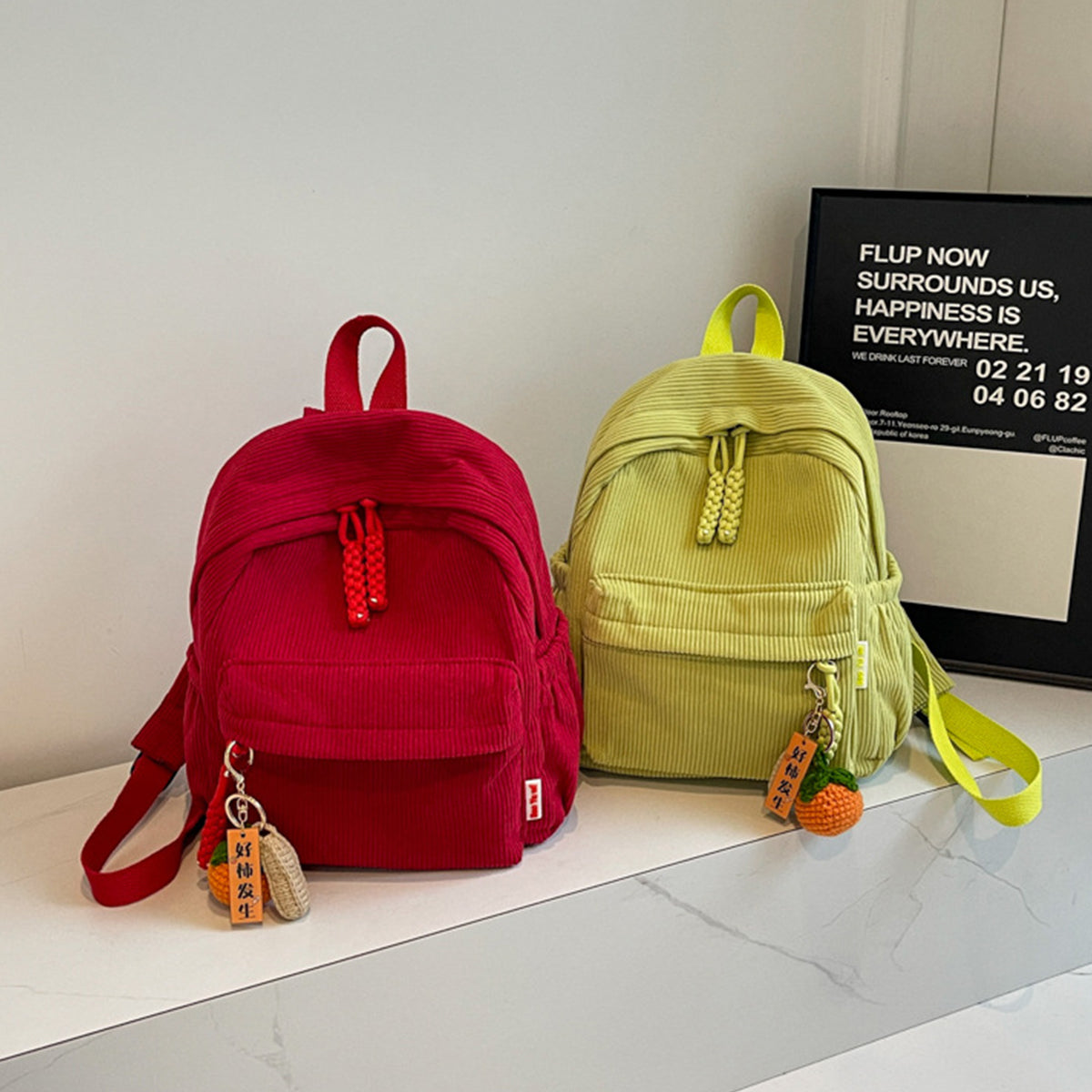 Winter Corduroy Small Backpack Women Casual Backpack